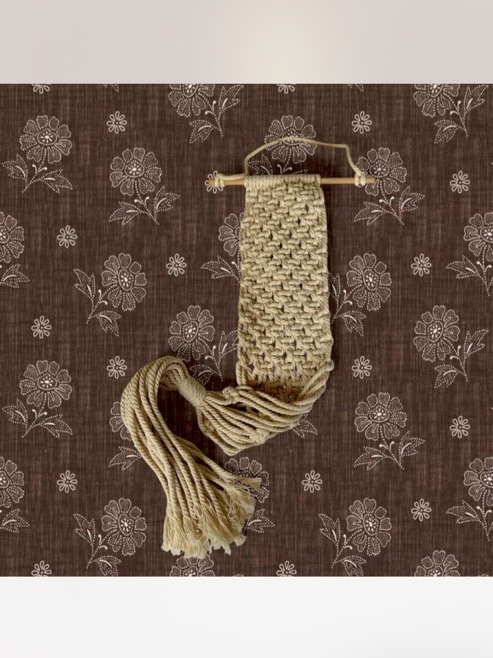Handwoven Macramé Wall Hanging Plant Holder Natural Beige